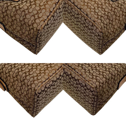 COACH Accessory Pouch Shoulder Bag Purse Signature Leather Canvas Brown Auth