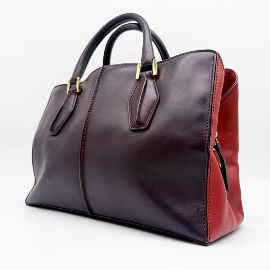 TOD'S Hand Bag Tote Purse D-Style Leather Brown Authentic