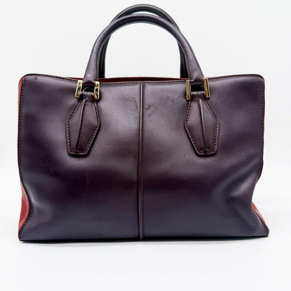 TOD'S Hand Bag Tote Purse D-Style Leather Brown Authentic