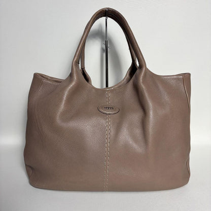TOD'S Hand Bag Tote Purse Leather Pink Beige Authentic