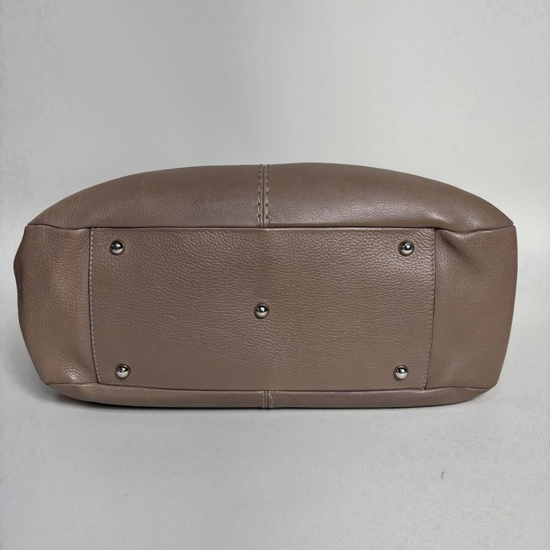 TOD'S Hand Bag Tote Purse Leather Pink Beige Authentic