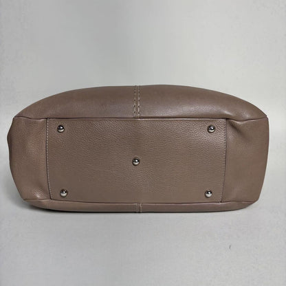 TOD'S Hand Bag Tote Purse Leather Pink Beige Authentic