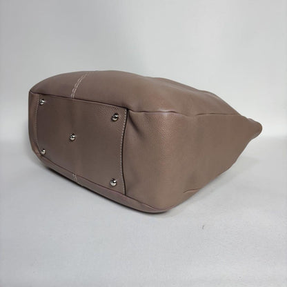 TOD'S Hand Bag Tote Purse Leather Pink Beige Authentic