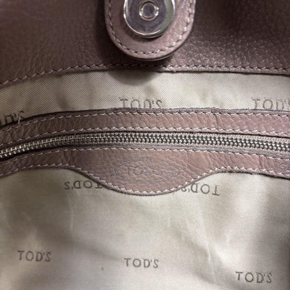 TOD'S Hand Bag Tote Purse Leather Pink Beige Authentic