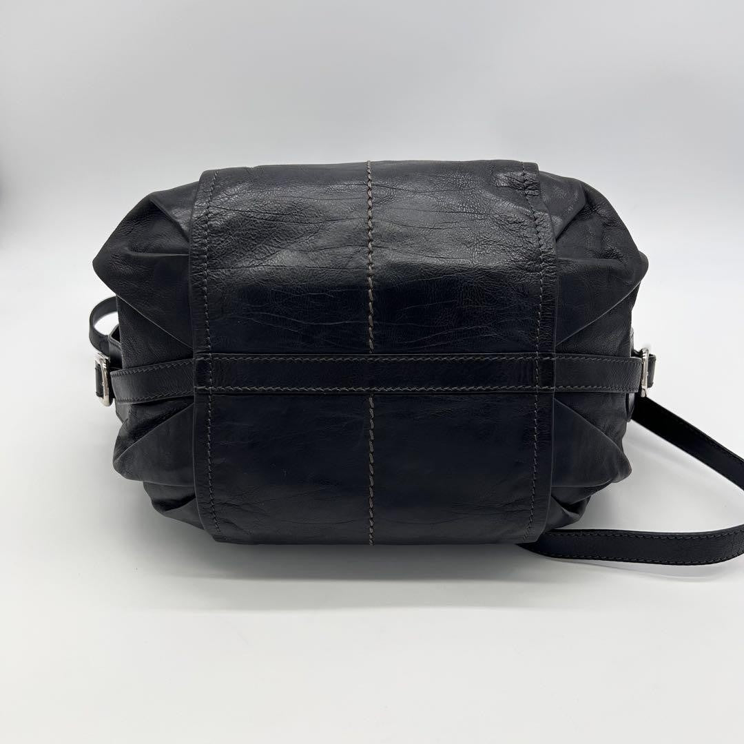 TOD'S Hand Shoulder Bag Tote Purse 2way Leather Black Authentic