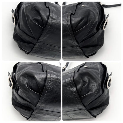 TOD'S Hand Shoulder Bag Tote Purse 2way Leather Black Authentic