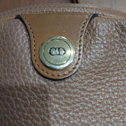 Christian Dior Shoulder Bag Purse CD Leather Brown Authentic