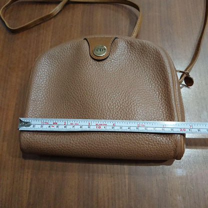 Christian Dior Shoulder Bag Purse CD Leather Brown Authentic