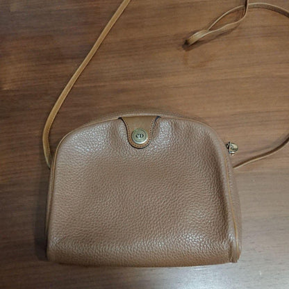 Christian Dior Shoulder Bag Purse CD Leather Brown Authentic