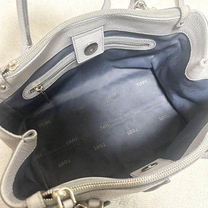 TOD'S Hand Shoulder Bag Tote Purse 2way D-Styling Leather Greige Authentic