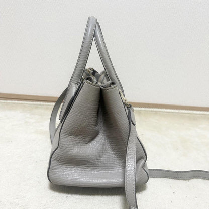TOD'S Hand Shoulder Bag Tote Purse 2way D-Styling Leather Greige Authentic