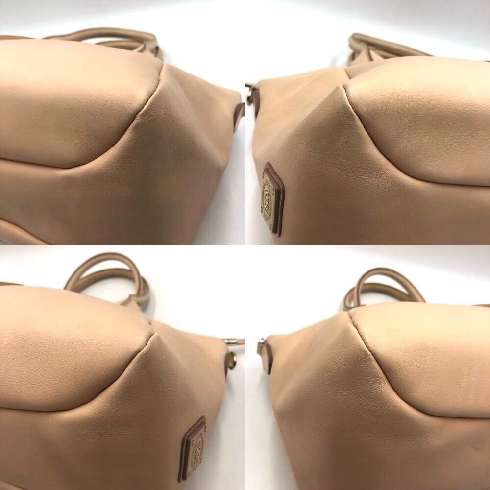 TOD'S Hand Bag Tote Purse D-Styling Leather Pink Beige Authentic