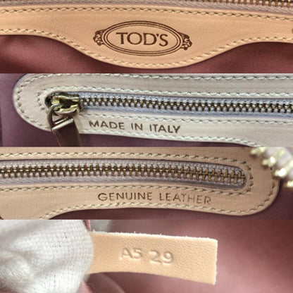 TOD'S Hand Bag Tote Purse D-Styling Leather Pink Beige Authentic