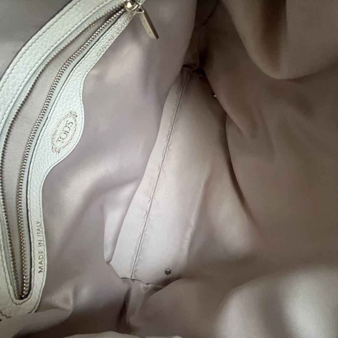 TOD'S Hand Shoulder Bag Tote Purse 2way Leather White Authentic