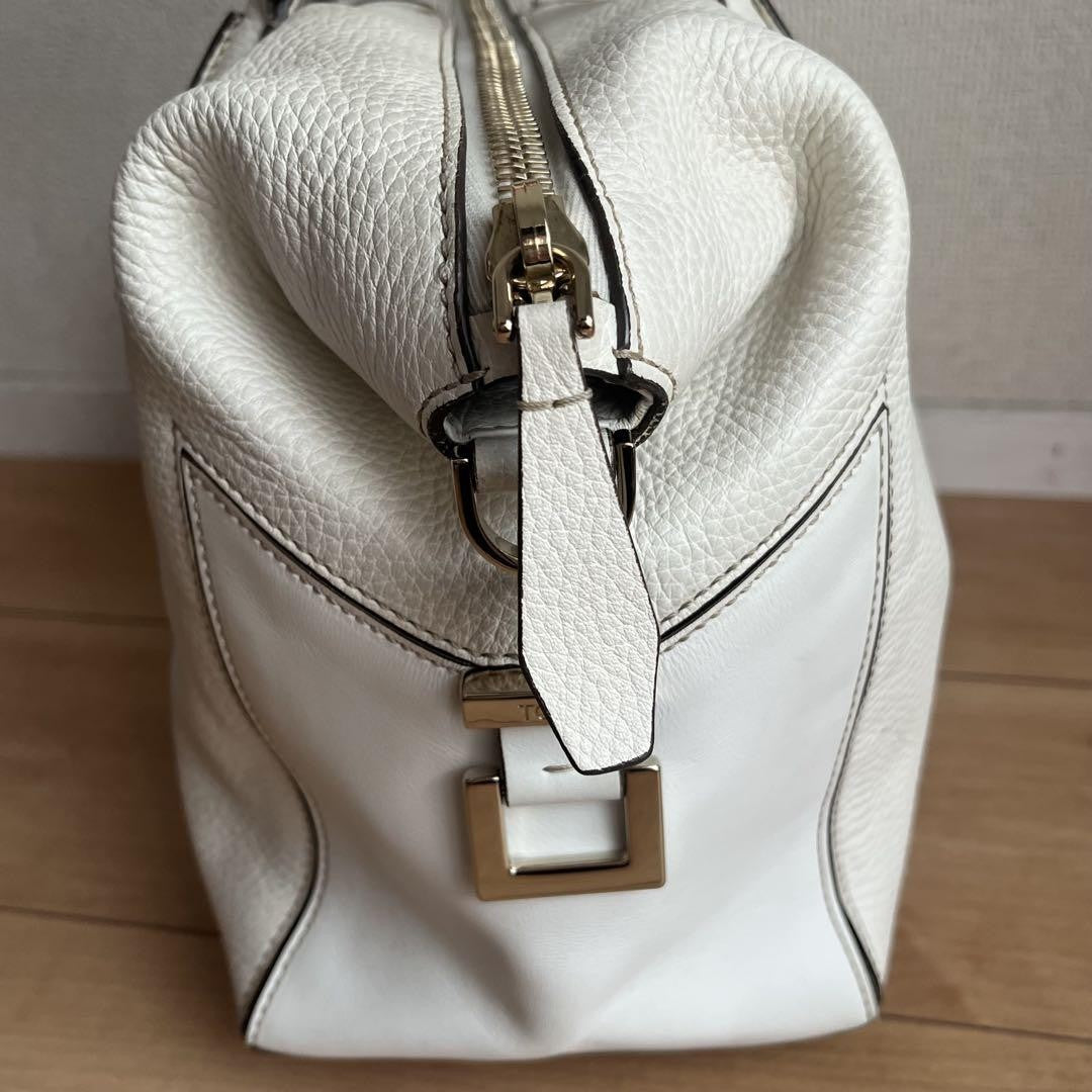 TOD'S Hand Shoulder Bag Tote Purse 2way Leather White Authentic