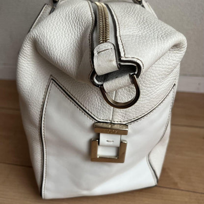 TOD'S Hand Shoulder Bag Tote Purse 2way Leather White Authentic