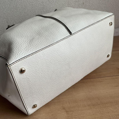 TOD'S Hand Shoulder Bag Tote Purse 2way Leather White Authentic