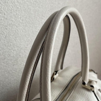 TOD'S Hand Shoulder Bag Tote Purse 2way Leather White Authentic