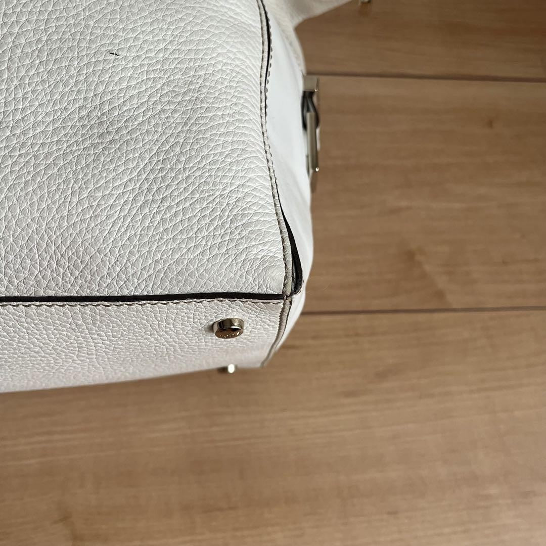 TOD'S Hand Shoulder Bag Tote Purse 2way Leather White Authentic