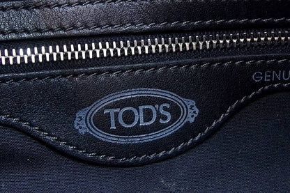 TOD'S Shoulder Bag Purse Suede Leather Black Authentic