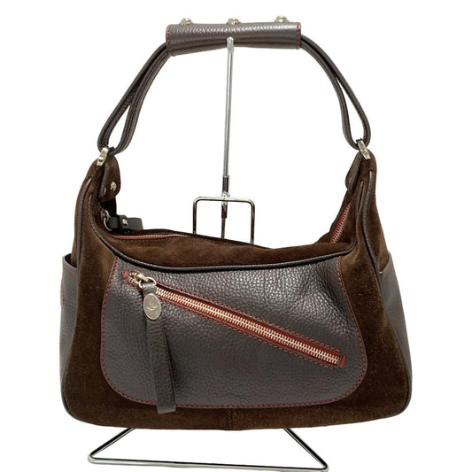 TOD'S Hand Bag Tote Purse Leather Suede Dark Brown Authentic