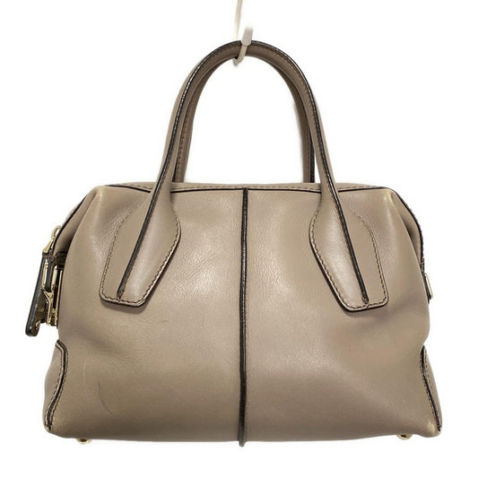 TOD'S Hand Bag Tote Purse D-Styling Leather Gray Beige Authentic