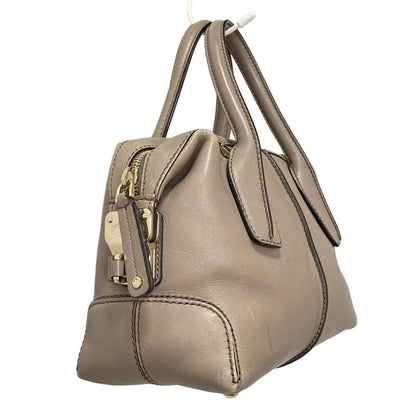 TOD'S Hand Bag Tote Purse D-Styling Leather Gray Beige Authentic