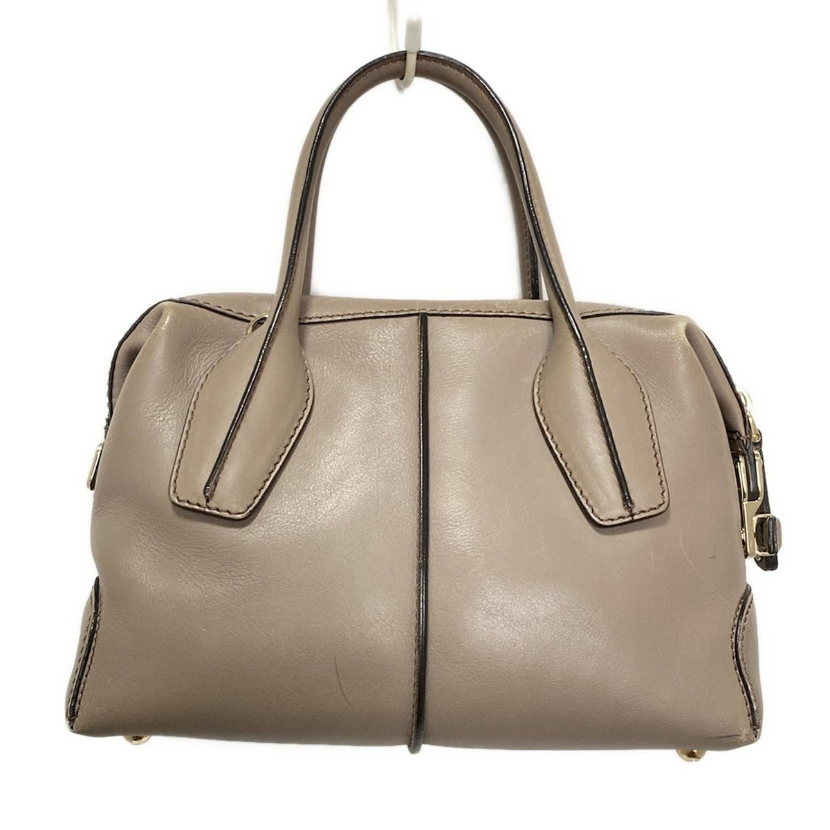 TOD'S Hand Bag Tote Purse D-Styling Leather Gray Beige Authentic