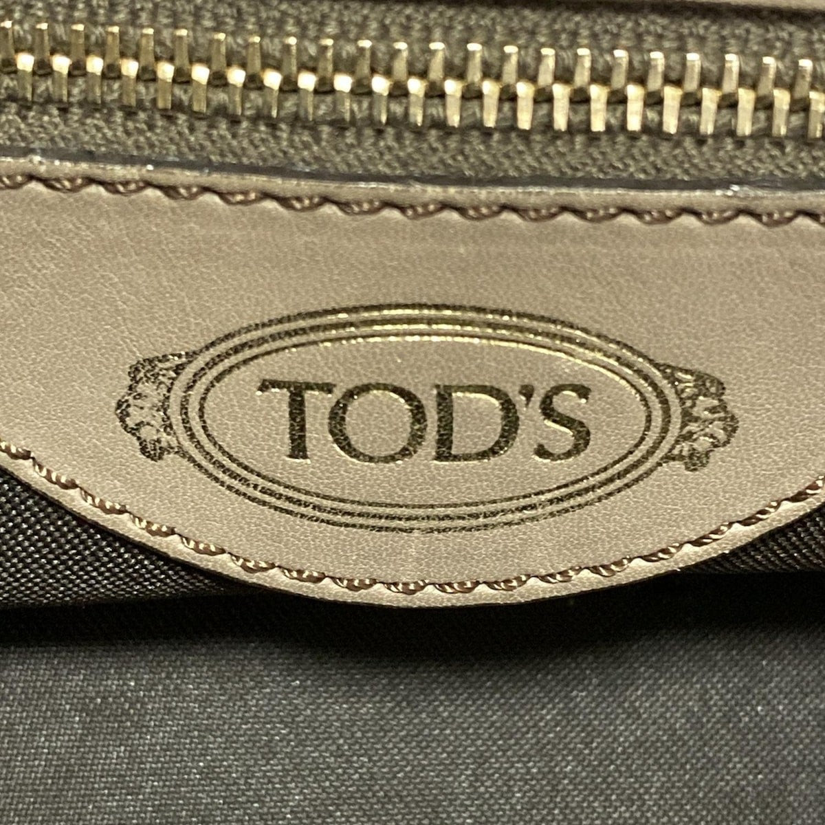 TOD'S Hand Bag Tote Purse D-Styling Leather Gray Beige Authentic