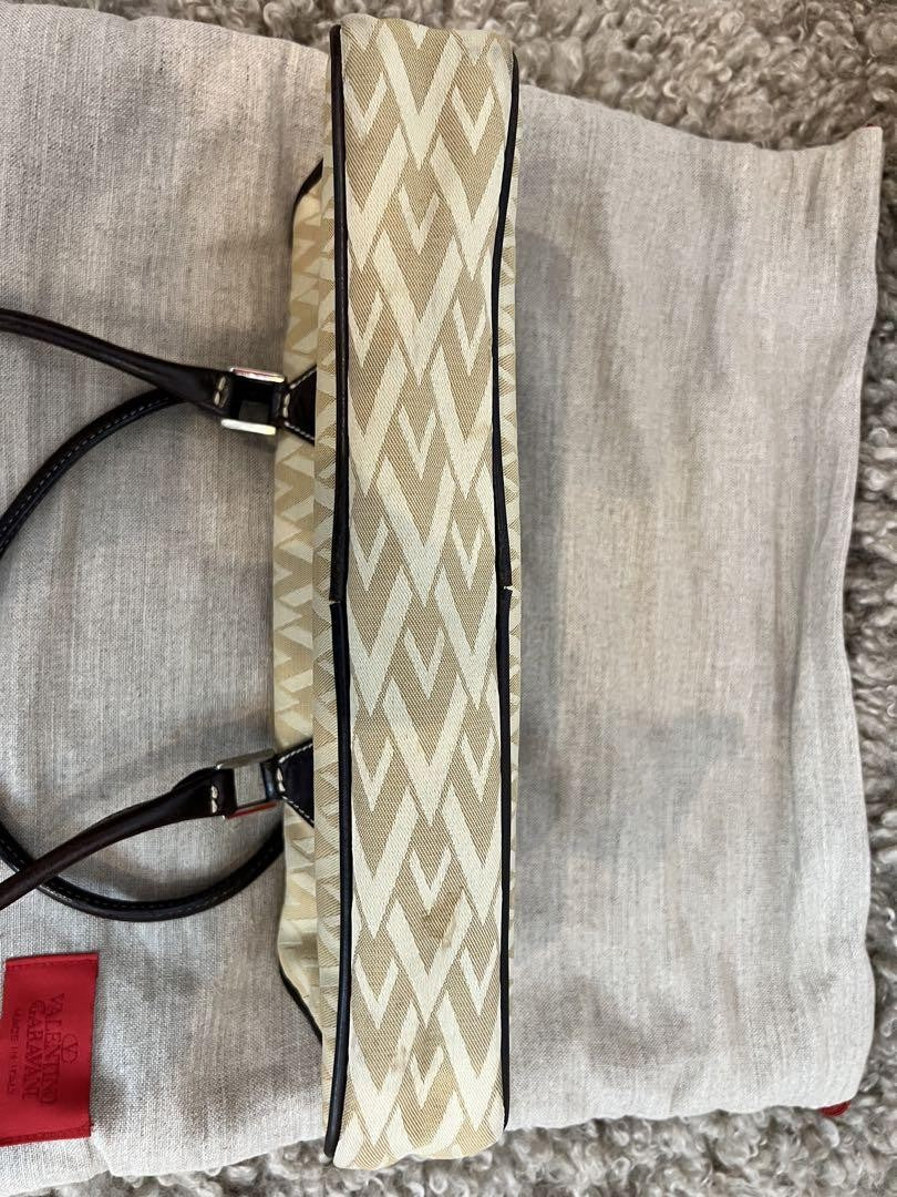 Valentino Small Shoulder Bag Purse Beige Authentic
