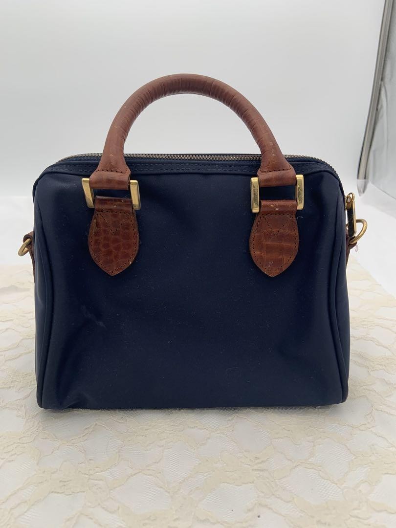 Valentino Garavani Mini Boston Shoulder Bag Purse 2way Logo Nylon Blue Authentic