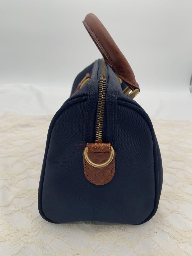 Valentino Garavani Mini Boston Shoulder Bag Purse 2way Logo Nylon Blue Authentic