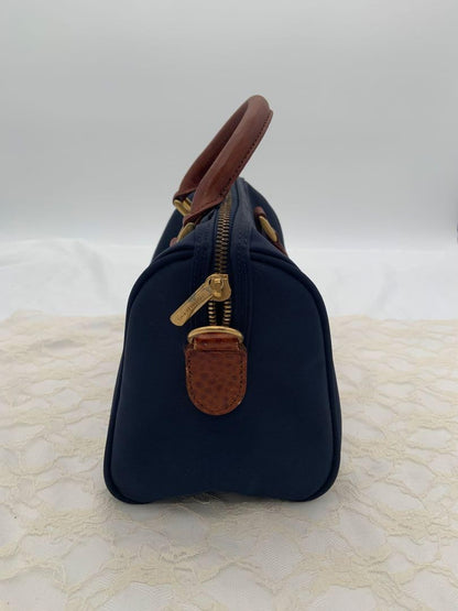 Valentino Garavani Mini Boston Shoulder Bag Purse 2way Logo Nylon Blue Authentic