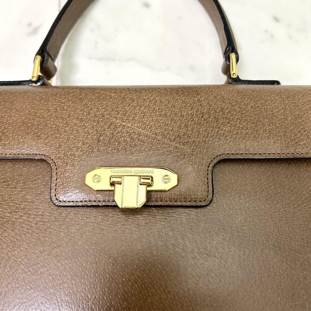 Valentino Garavani Hand Bag Tote Purse Brown Authentic