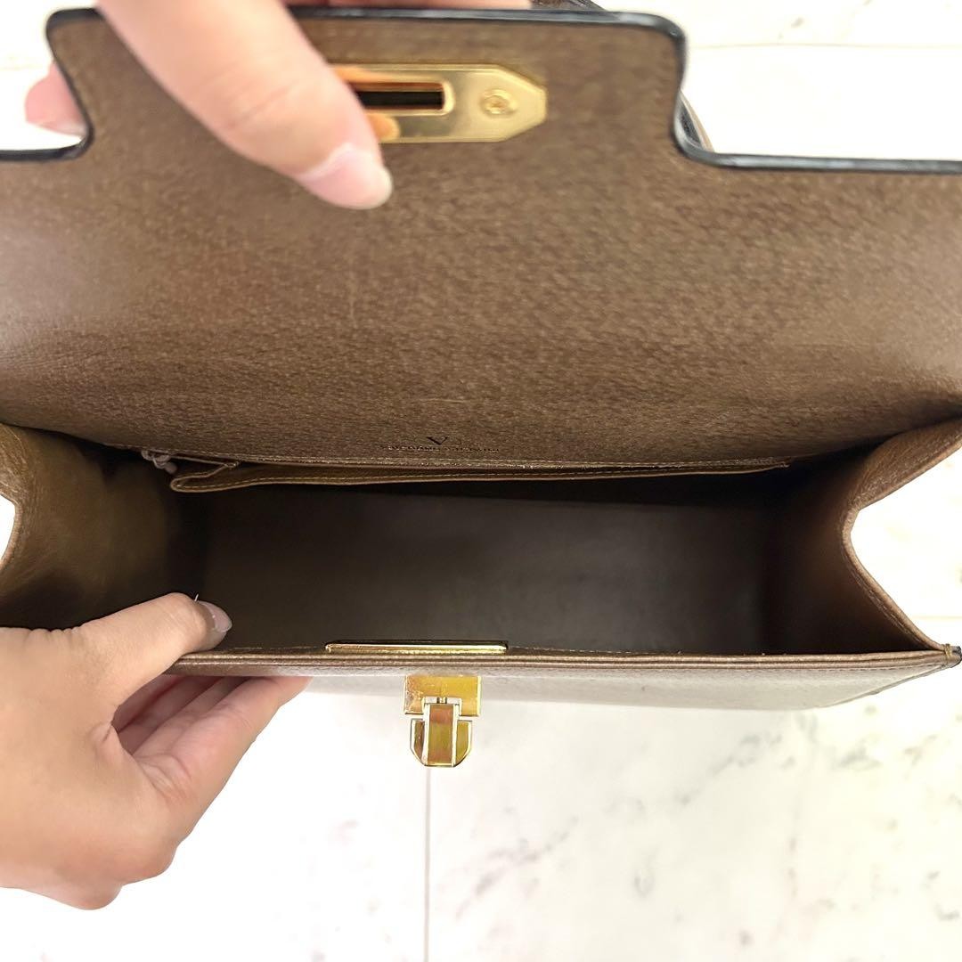 Valentino Garavani Hand Bag Tote Purse Brown Authentic