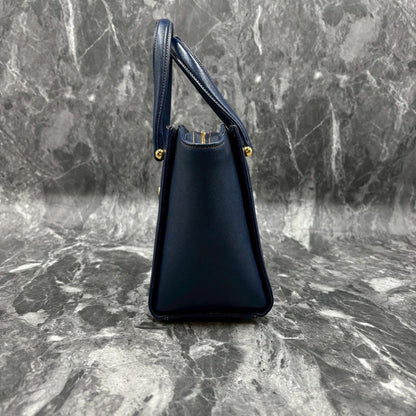 Valentino Garavani Hand Bag Tote Purse Leather Navy Authentic