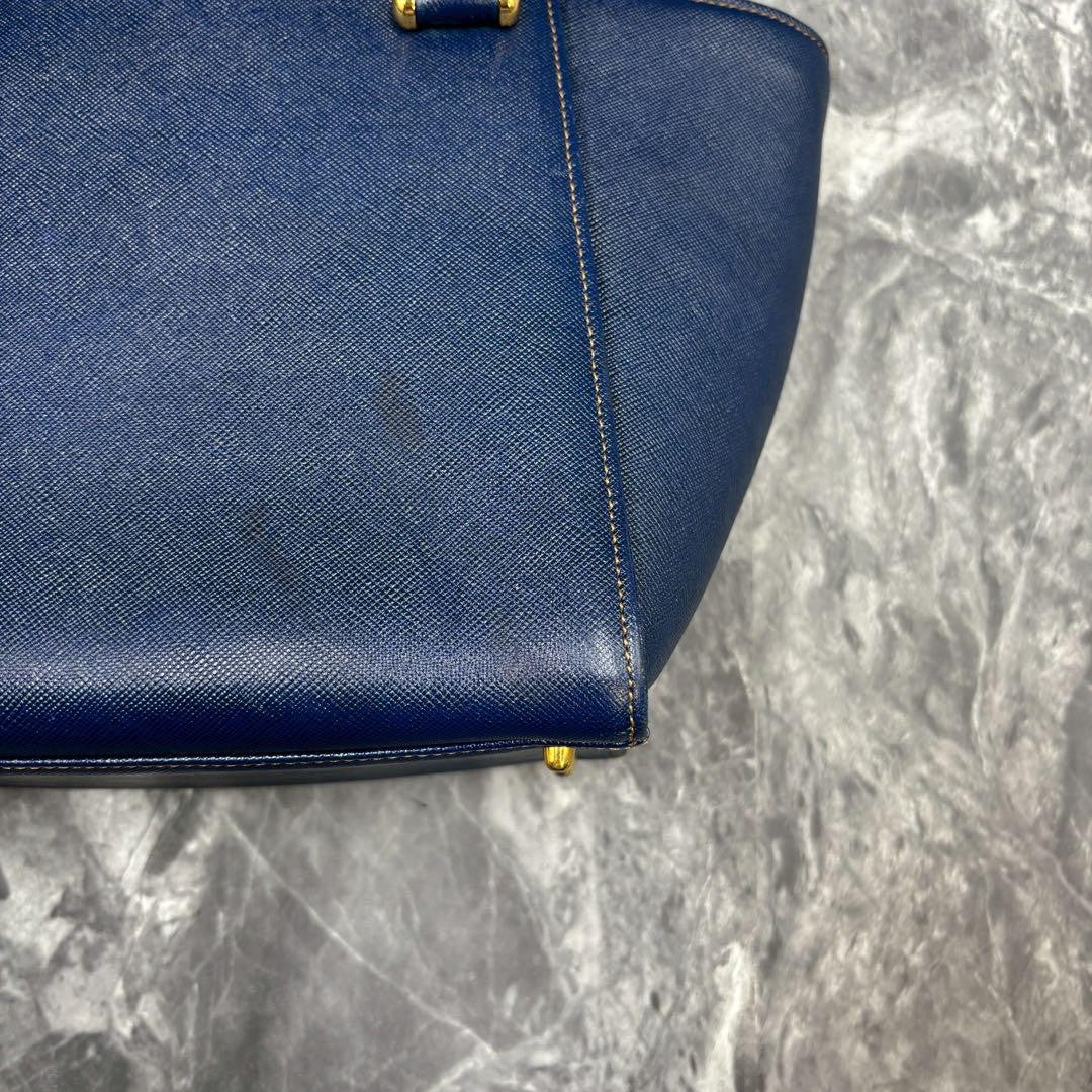 Valentino Garavani Hand Bag Tote Purse Leather Navy Authentic
