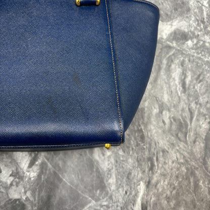 Valentino Garavani Hand Bag Tote Purse Leather Navy Authentic
