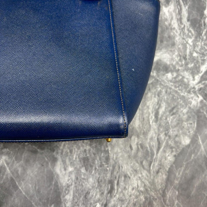 Valentino Garavani Hand Bag Tote Purse Leather Navy Authentic