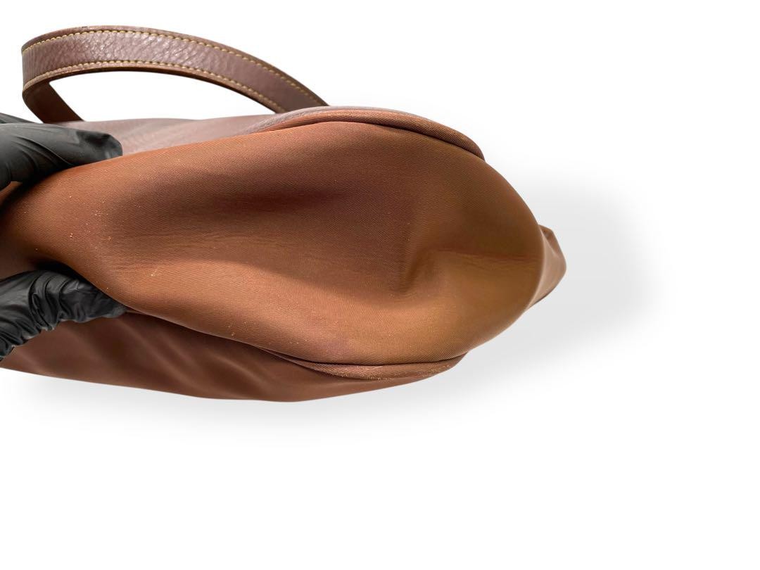 Valentino Garavani SPORT Hand Shoulder Bag Tote Purse Logo Nylon Leather Brown