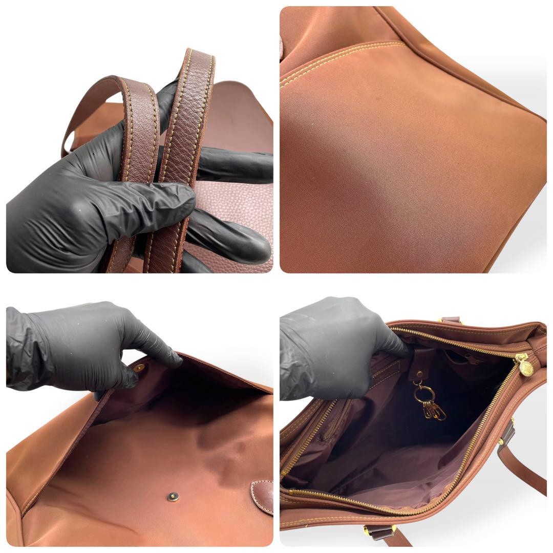 Valentino Garavani SPORT Hand Shoulder Bag Tote Purse Logo Nylon Leather Brown