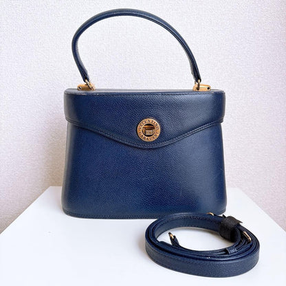 Valentino Garavani Vanity Bag Hand Bag Tote Purse 2way Navy Authentic