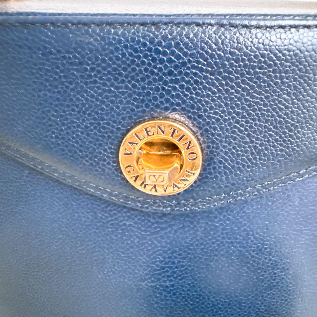 Valentino Garavani Vanity Bag Hand Bag Tote Purse 2way Navy Authentic