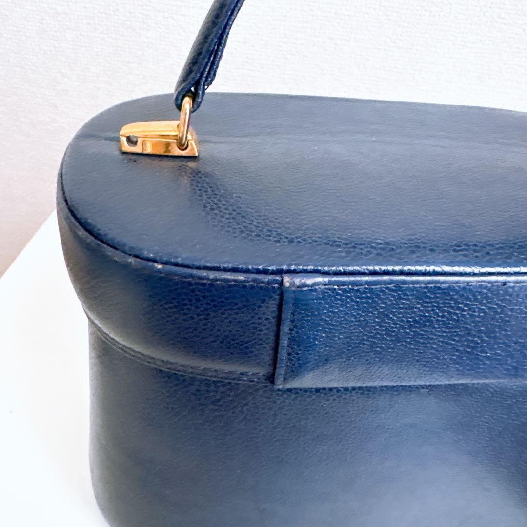 Valentino Garavani Vanity Bag Hand Bag Tote Purse 2way Navy Authentic