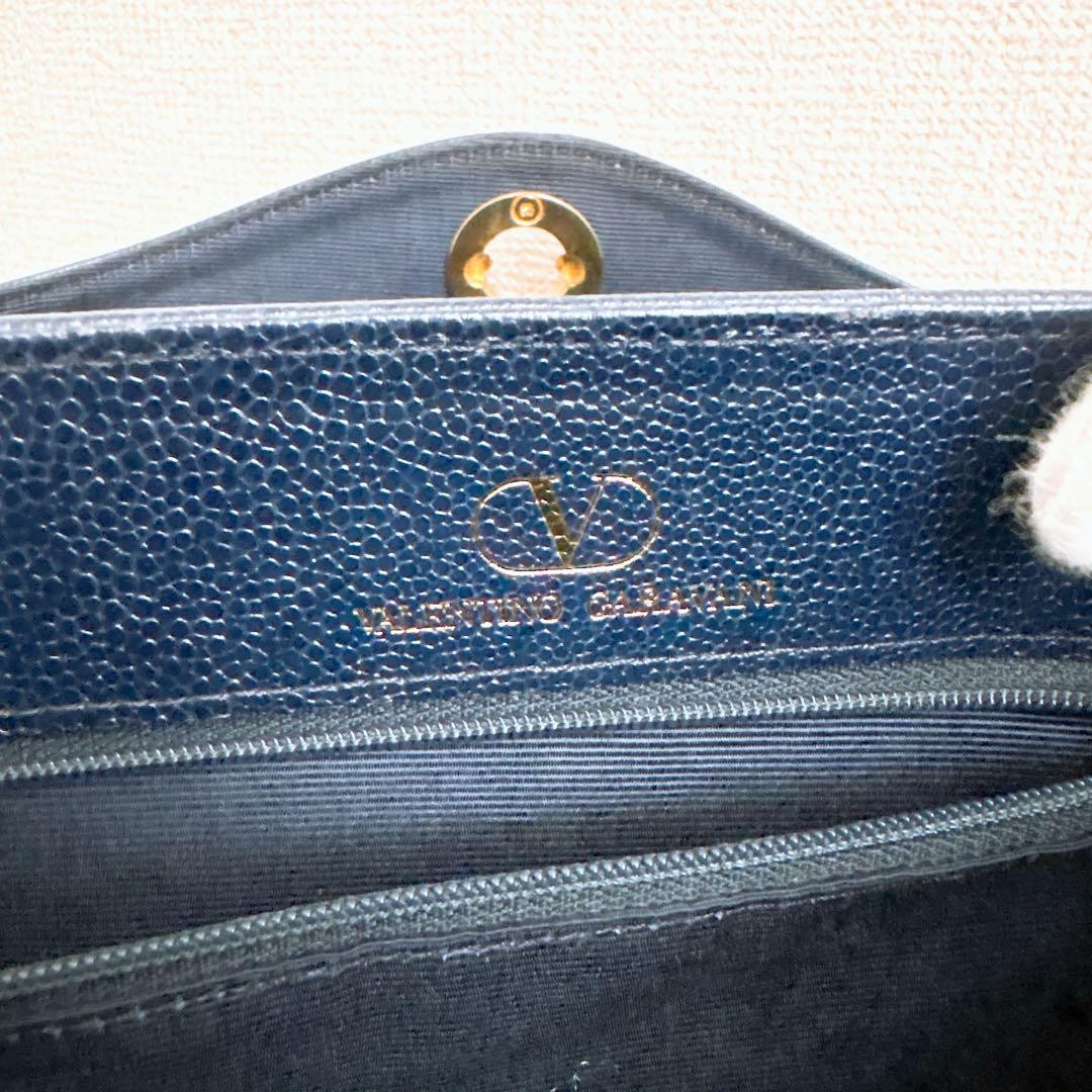 Valentino Garavani Vanity Bag Hand Bag Tote Purse 2way Navy Authentic