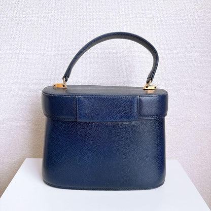 Valentino Garavani Vanity Bag Hand Bag Tote Purse 2way Navy Authentic