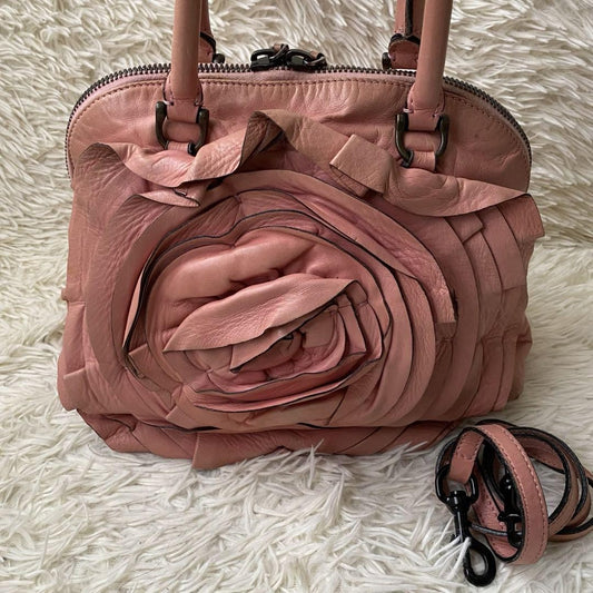 Valentino Garavani Hand Shoulder Bag Tote Purse 2way Leather Pink Authentic