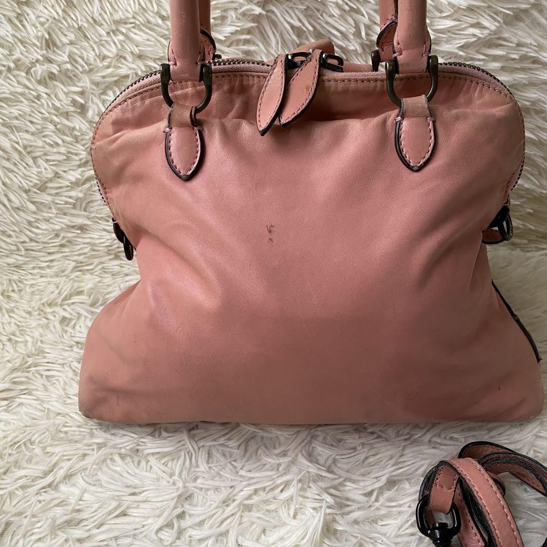Valentino Garavani Hand Shoulder Bag Tote Purse 2way Leather Pink Authentic