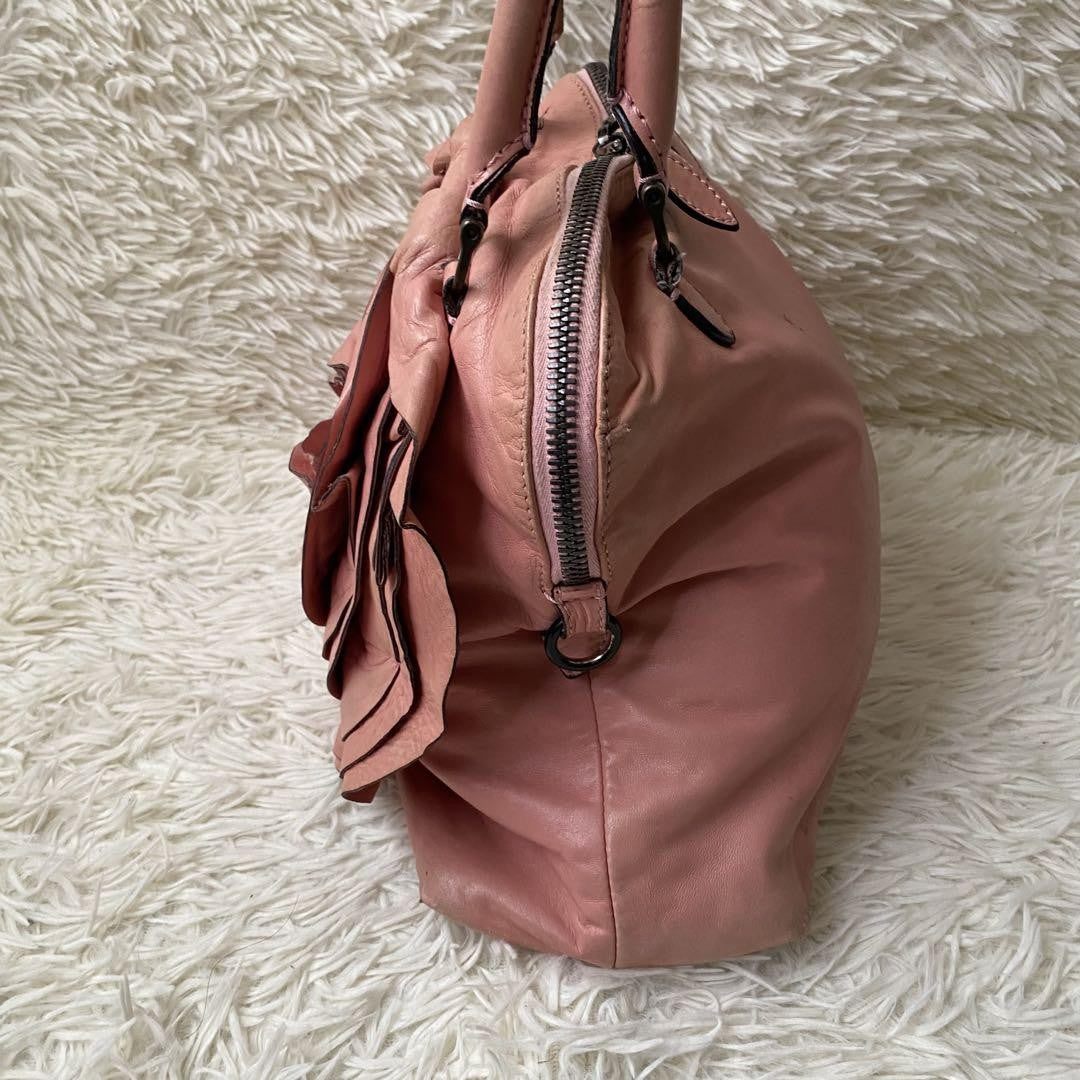 Valentino Garavani Hand Shoulder Bag Tote Purse 2way Leather Pink Authentic