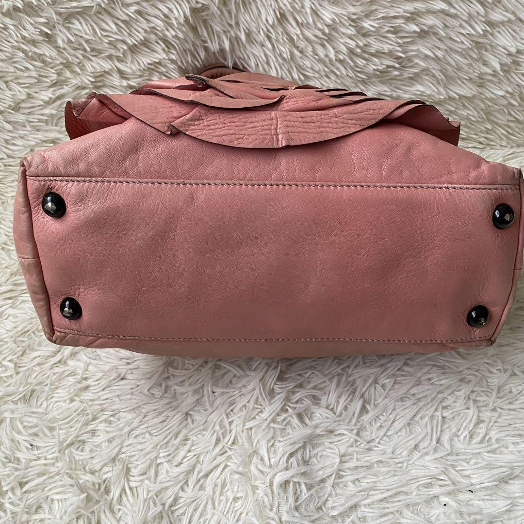 Valentino Garavani Hand Shoulder Bag Tote Purse 2way Leather Pink Authentic
